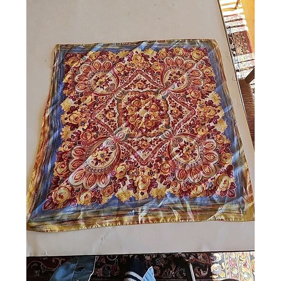 Womens Multicolor Paisley Silk Scraf 25" x 25" - Picture 2 of 8